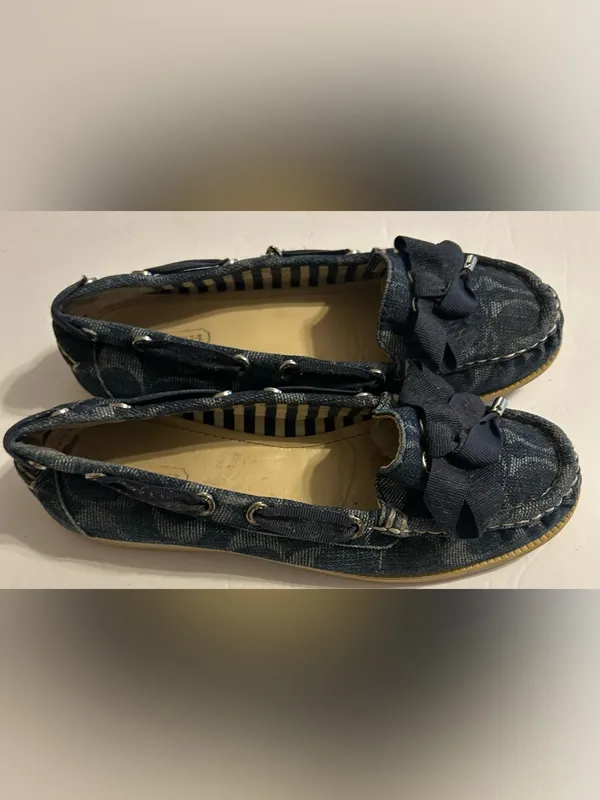 Coach Denim Blue Women’s Bow Moccasin Loafers - Image 3