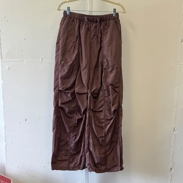 PacSun Mauve Brown Nylon Parachute Pants Wide Leg Streetwear MB7338 Small - Image 2