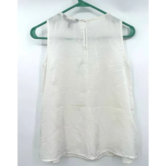 Banana Republic size XXS petite white semi sheer tank top‎ sleeveless blouse - Image 2