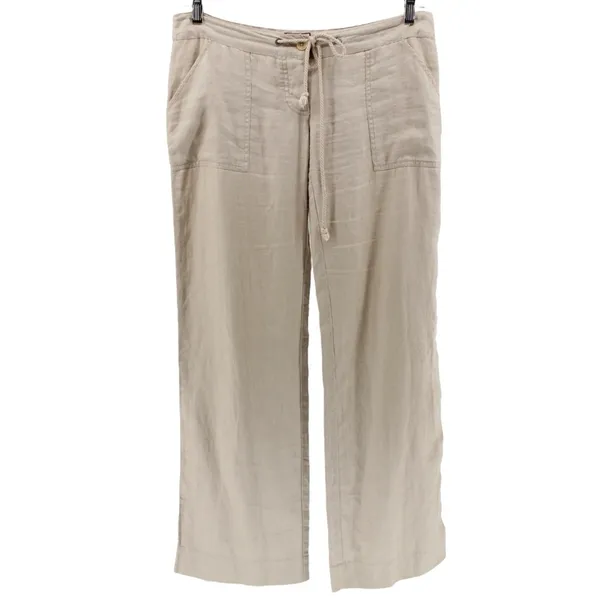 Y2K‎ Juicy Couture Tan 100% Linen Pants Coastal Resort Travel Capsule S - Image 2