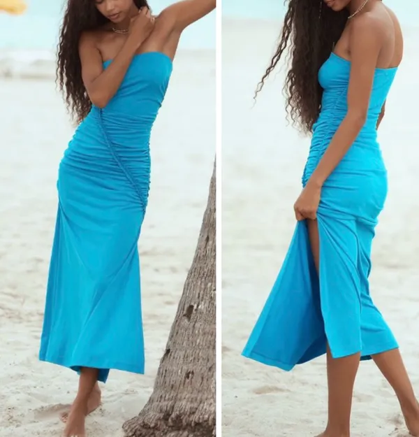 AntiSocialSocialClub Anthropologie Celandine The Gabbie Strapless Ruched Tube Dress, Size MP - Image 2