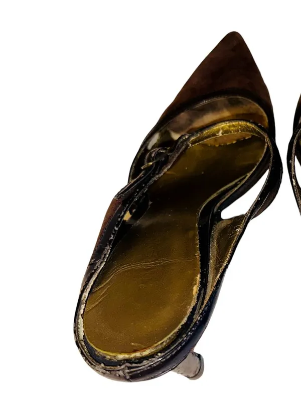 Nine West Brown Suede Slings with Buckle Detail - Image 10