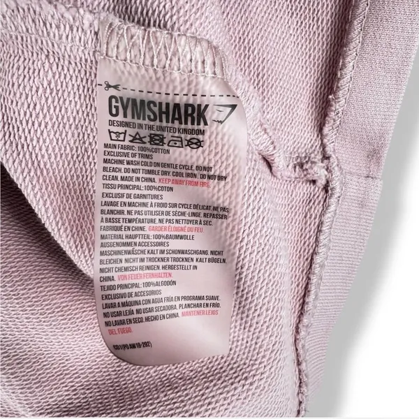 Gymshark Legacy Cropped Short Sleeve Hoodie in Baby Pink Size Medium - Image 5