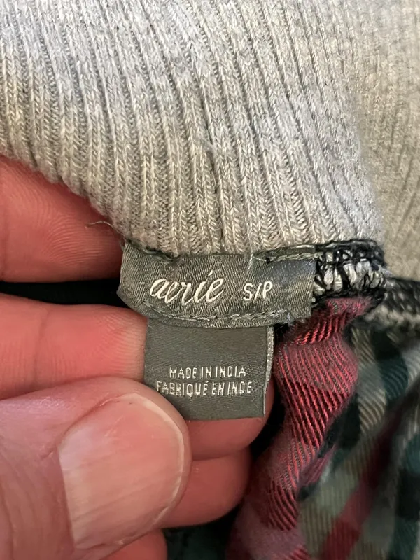 Aerie Pants Womens Small Multicolor Plaid Lounge Jogger Drawstring Cuffed Sleep - Image 7