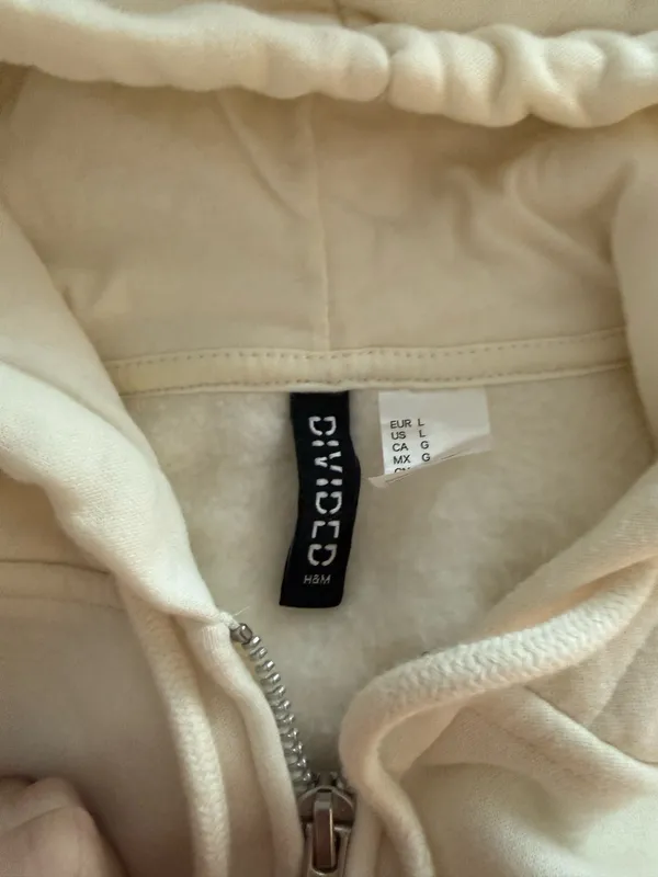 Cropped Zip-Up Hoodie H&M cream - Image 3