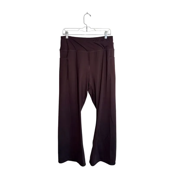 Maurices Smooth Crossover Flare Leggings Brown High Rise Large Short - Image 2