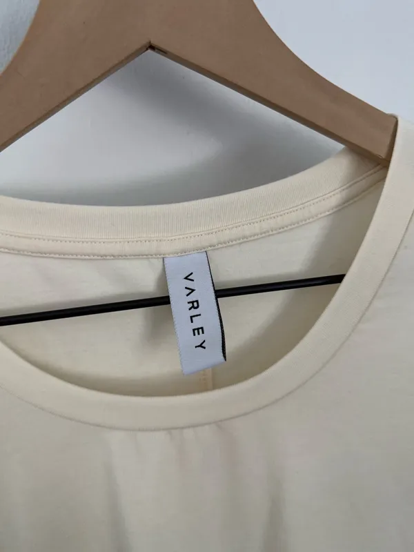Varley Small Ivory Crew Neck Long Sleeve Tee Boxy Relaxed Outdoor Minimal - Image 3