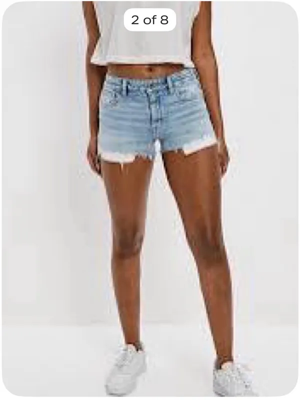 American Eagle Outfitters Light Wash Distressed Denim Shorts - Image 3