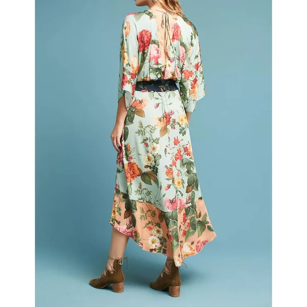 Farm Rio Dress floral marilla fit flare maxi womens Blue (xsmall) resortwear - Image 5