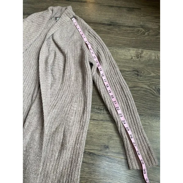 EUC Womens Barefoot Dreams cozy chic‎ lite tan brown ribbed soft cardigan size L - Image 8