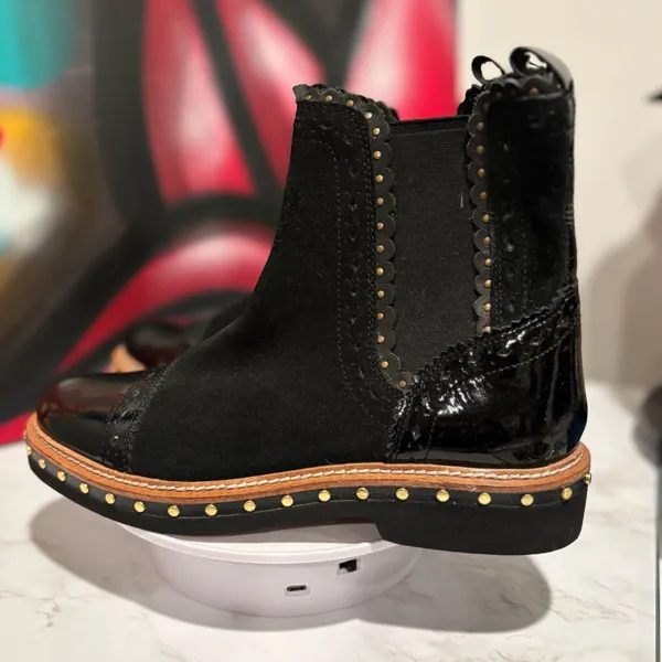 Free People Black Suede and Patent Leather Chelsea Boots - Image 2
