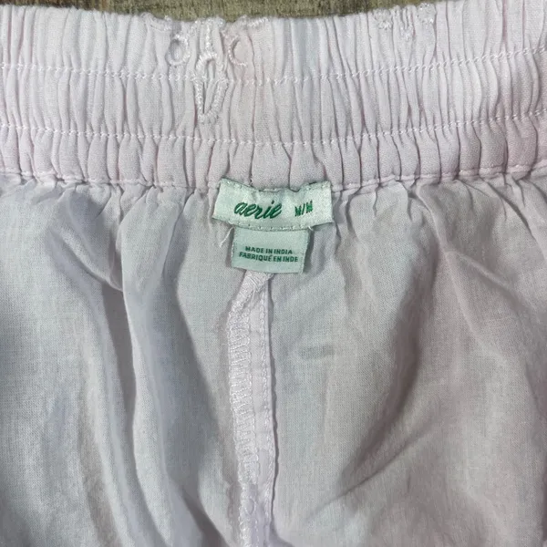Aerie Light Pink Cotton Eyelet Ruffle Mini Skirt Elastic Waist Medium M Boho - Image 3