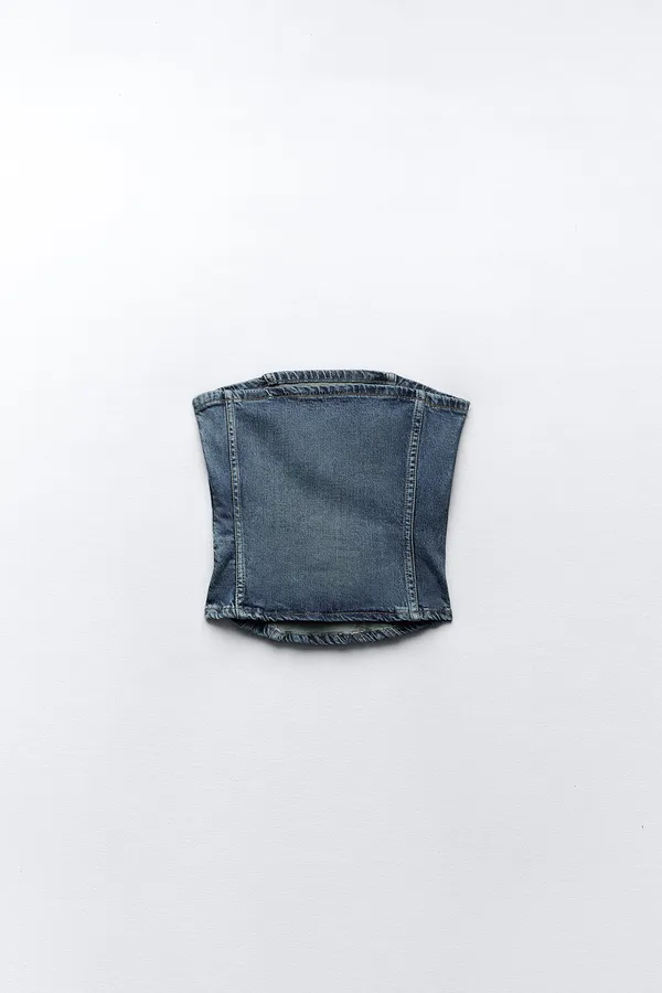 NEW‼️ CORSET STYLE DENIM TOP TRF Size S - Image 4