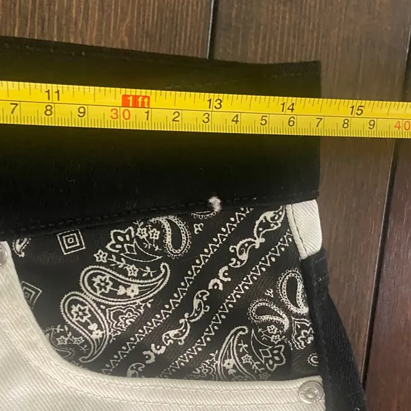 Revice Denim Jeans Women’s Size 26 Black White Bandana Patchwork jeans - Image 12