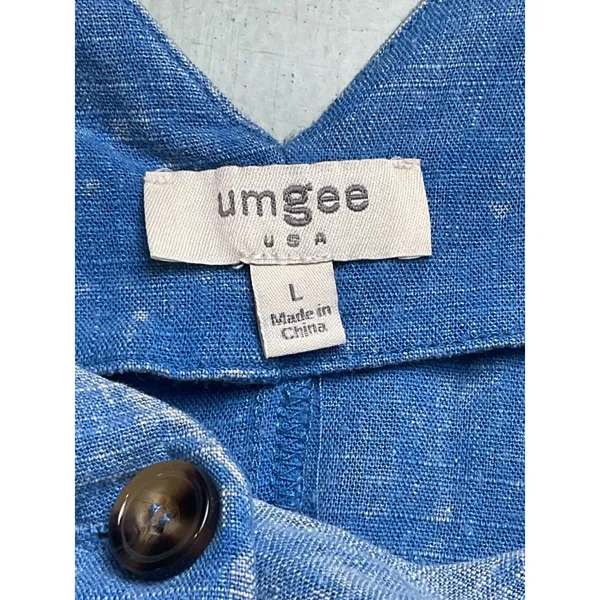 Umgee USA Blue Fringe Romper Women's L V-Neck Button Front Pockets Casual‎ - Image 7