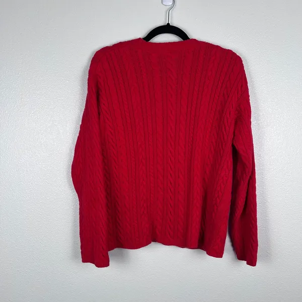 Lauren Ralph Lauren Women's Cable Knit Sweater Red Sz PM - Image 5