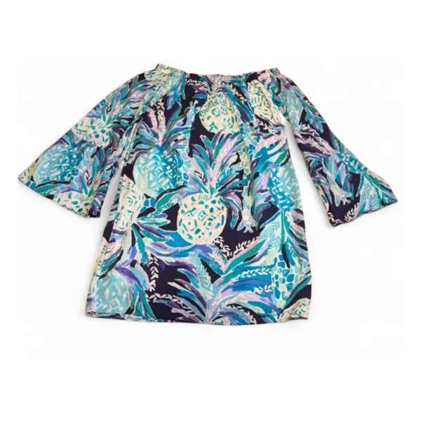 Lilly Pulitzer Women’s Off The Shoulder Navy Alotta Colada Mini Dress Size XXS - Image 14