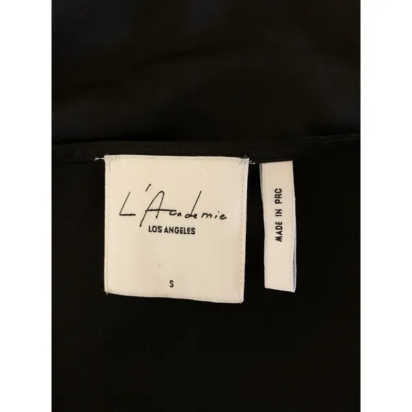 L'Academie‎ Los Angeles Sleeveless Surplice Wrap Blouse Black V Neck Small - Image 3
