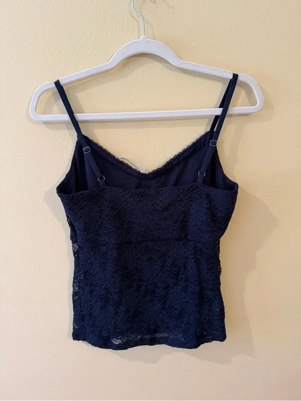 Hollister Navy Lace Cami with Contrast Bow - Image 2