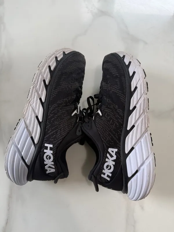 Hoka Black and White Cushioned Running Shoes - Image 9