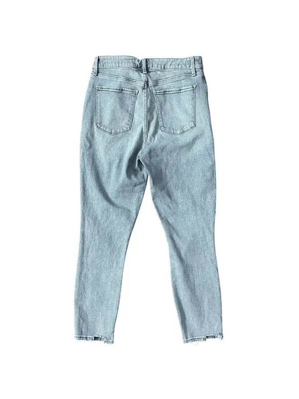 Abercrombie & Fitch Curve Love High Rise Straight Leg Distressed Jeans Sz 29/8R - Image 2