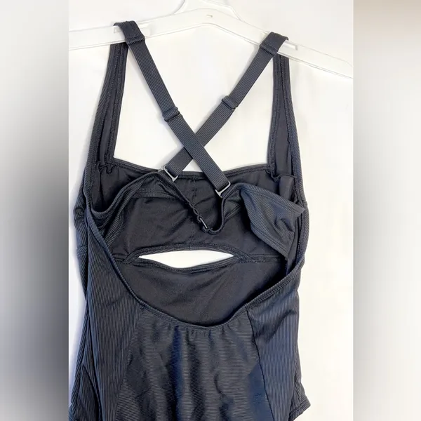 All In Motion Ribbed One Piece Swimsuit Size L Womens Black Cut Out Peak A Boo - Image 6