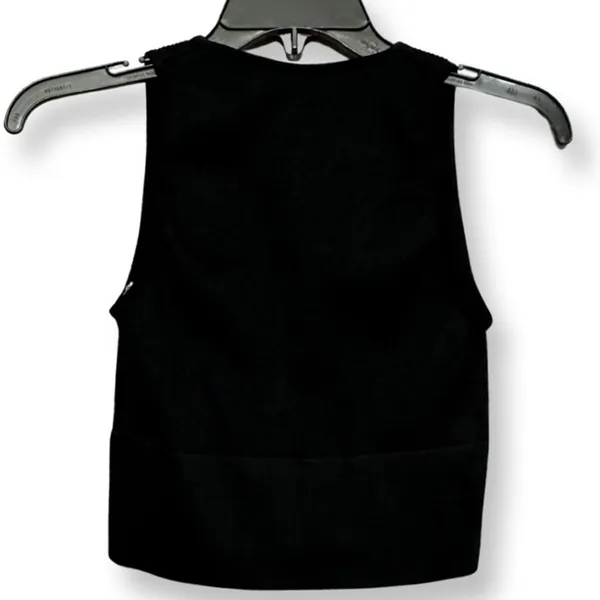 Priceless Crop Top Ribbed Texture V-Neckline Sleeveless Form Fitting Black W S/M - Image 4
