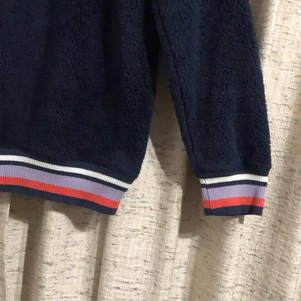 Aerie Navy Crewneck Striped Trim Sweatshirt - Image 4