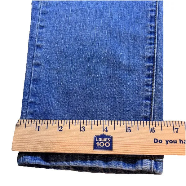 Distressed Heart Patch Jeans Cute Y2K Aesthetic Denim Ripped Straight Leg Pant M - Image 6