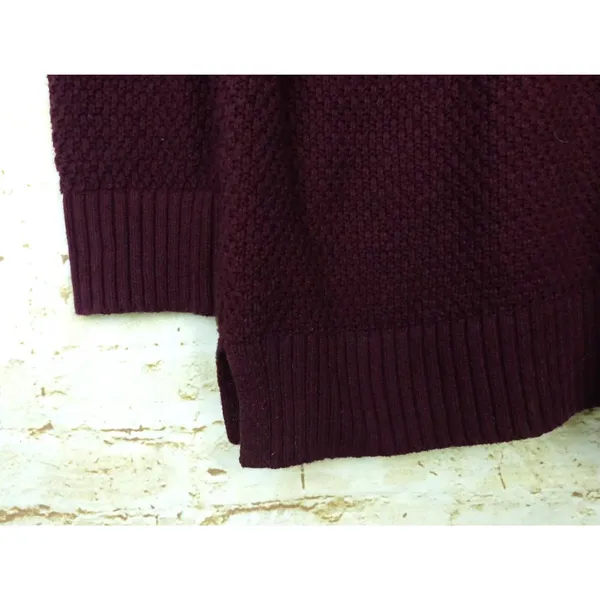 Old Navy Textured Knit Tunic Sweater Women S Burgundy Cotton Crew Cozy Relaxed - Image 7