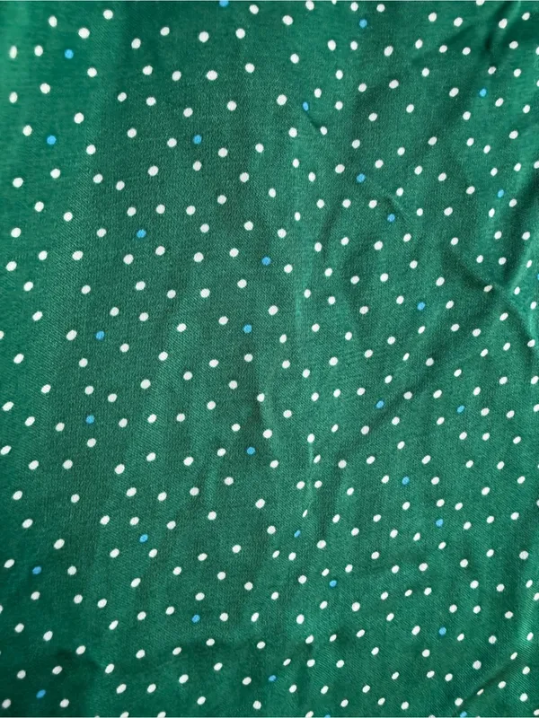 Aerie Emerald Green Polka Dot Satin Tie-Front Blouse Short Sleeve Medium - Image 4
