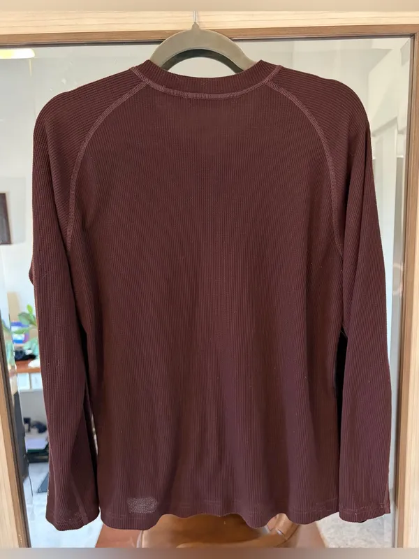 Carhartt Women Force Midweight Waffle Base Layer Shirt Size LARGE Maroon - Image 4