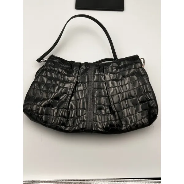 Brighton Black Croc Embossed Patent Leather Small Crossbody‎ Bag Designer Purse - Image 6