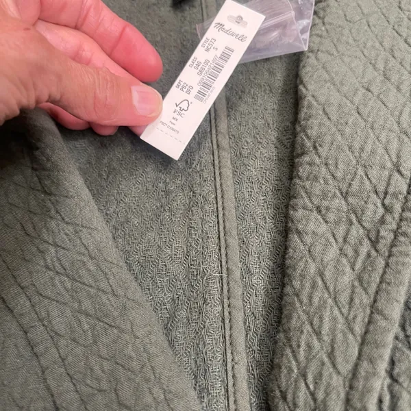 Madewell NWT Quilted Cotton Blazer & Pants Set Olive Green quilted Womens Small - Image 3