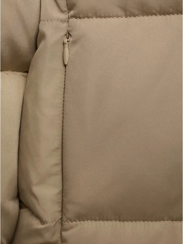 Mango Midi Quilted Anorak with Hood NWT Beige XS - Image 4