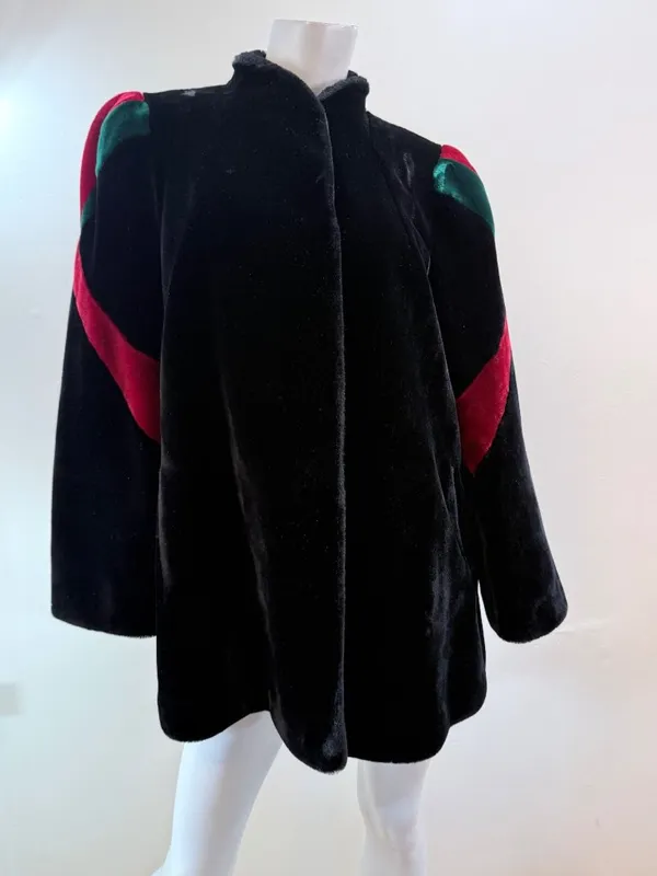 Borgazia Black Faux Fur Coat Vintage Sasson Mob Wife SZ 12/14 - Image 10
