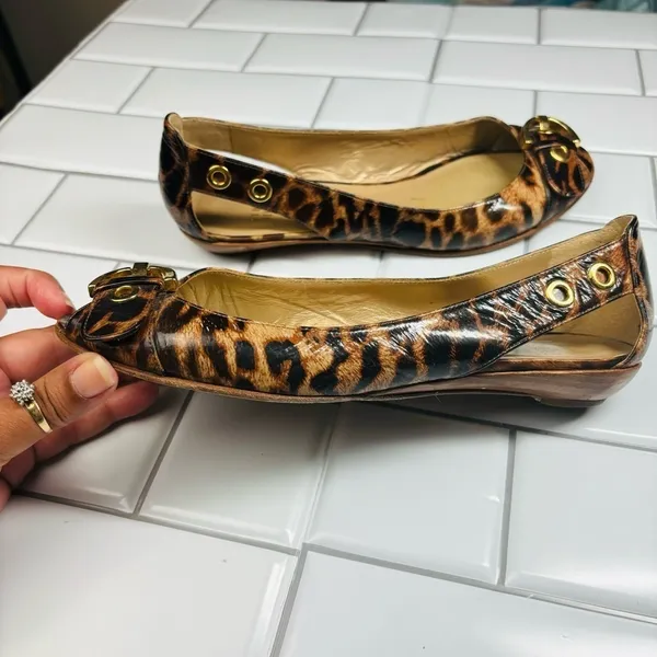 Stuart weitzman chitchat leopard printed‎ ballets flats open toe 8M - Image 12