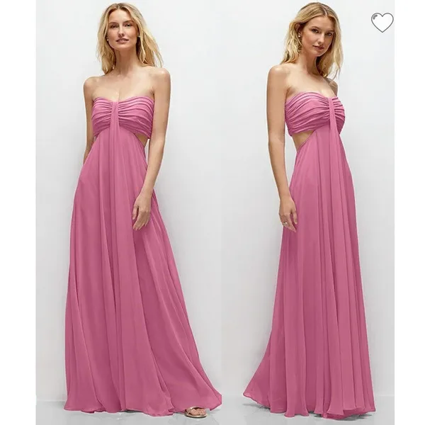 Dessy Collection Strapless Empire Waist Chiffon Gown in Orchid Pink Size 14 NWOT - Image 2