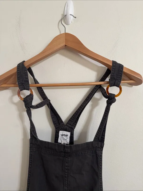 Aerie Beach Cotton Twill Shortalls Overalls/Romper Big Pockets Dark Gray size S - Image 6
