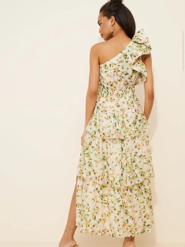 Anthropologie Astr Floral Imelda Maxi Dress One-Shoulder Tiered - Image 2