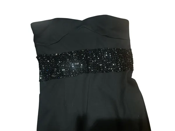 Ani Strapless Black Midi Dress w/ Crystal Waistline Size Large NWT - Image 2