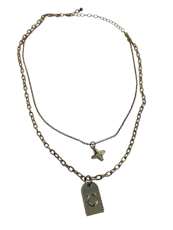MAURICES Gold Horseshoe Double Layer Charm Necklace Western - Image 2