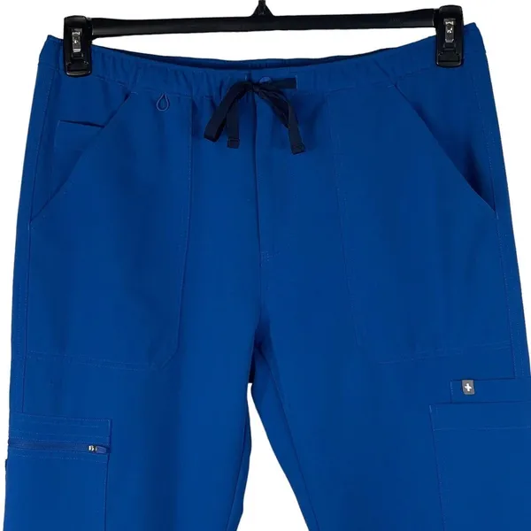 Figs Technical Collection Large Scrubs Pants Elastic Waist Pockets Straight Blue - Image 2