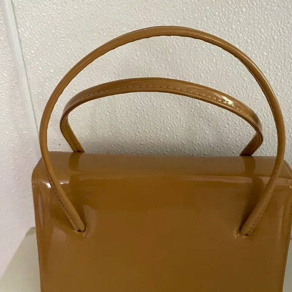 Vintage (1960's/70's) patent-leather Tan purse 10” X 3” ( See Photos) - Image 2
