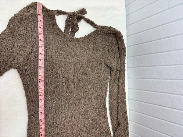 Honor the Gift Tie-Back Taupe Gray Maxi Dress Long Flared‎ Sleeves Size L NEW - Image 10