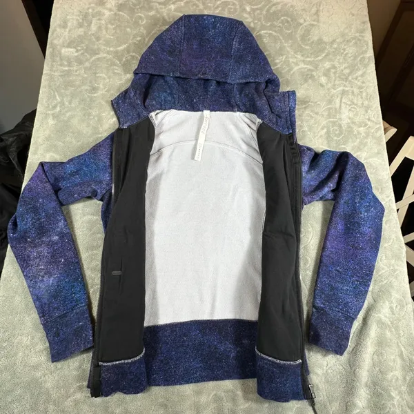 Lululemon Scuba Hoodie Full Zip Galaxy Cosmic Blue Purple Fleece Sz 8 Kangaroo - Image 10