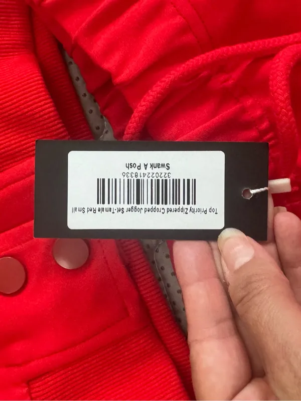 SWANK Red Cropped Jacket & Jogger Sweatpants Set - Image 7
