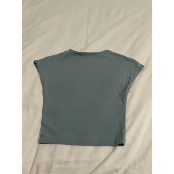 Zara Blue Green Cap Sleeve Baby Tee Stretch Cotton Modal Top Size M - Image 4