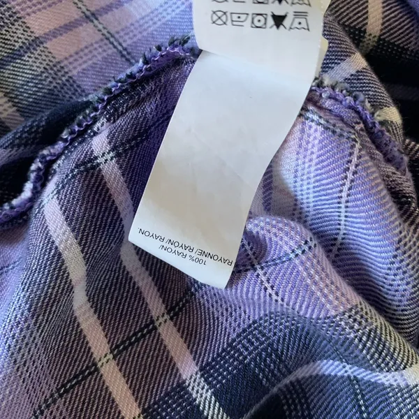 Lucky Brand Shirt Medium Blue Purple Plaid Button Down Long Sleeve - Image 5
