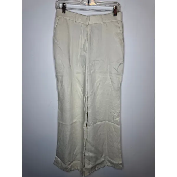 NWT OGL Move Beige Tan High Rise Wide Leg Trousers Pants Pocket Women Size M - Image 2